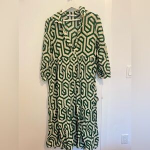 Green and white Zara maxi dress. Very light material. Size S